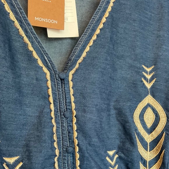 XXL Monsoon London Peacock feather dress blue NWT - Picture 13 of 16